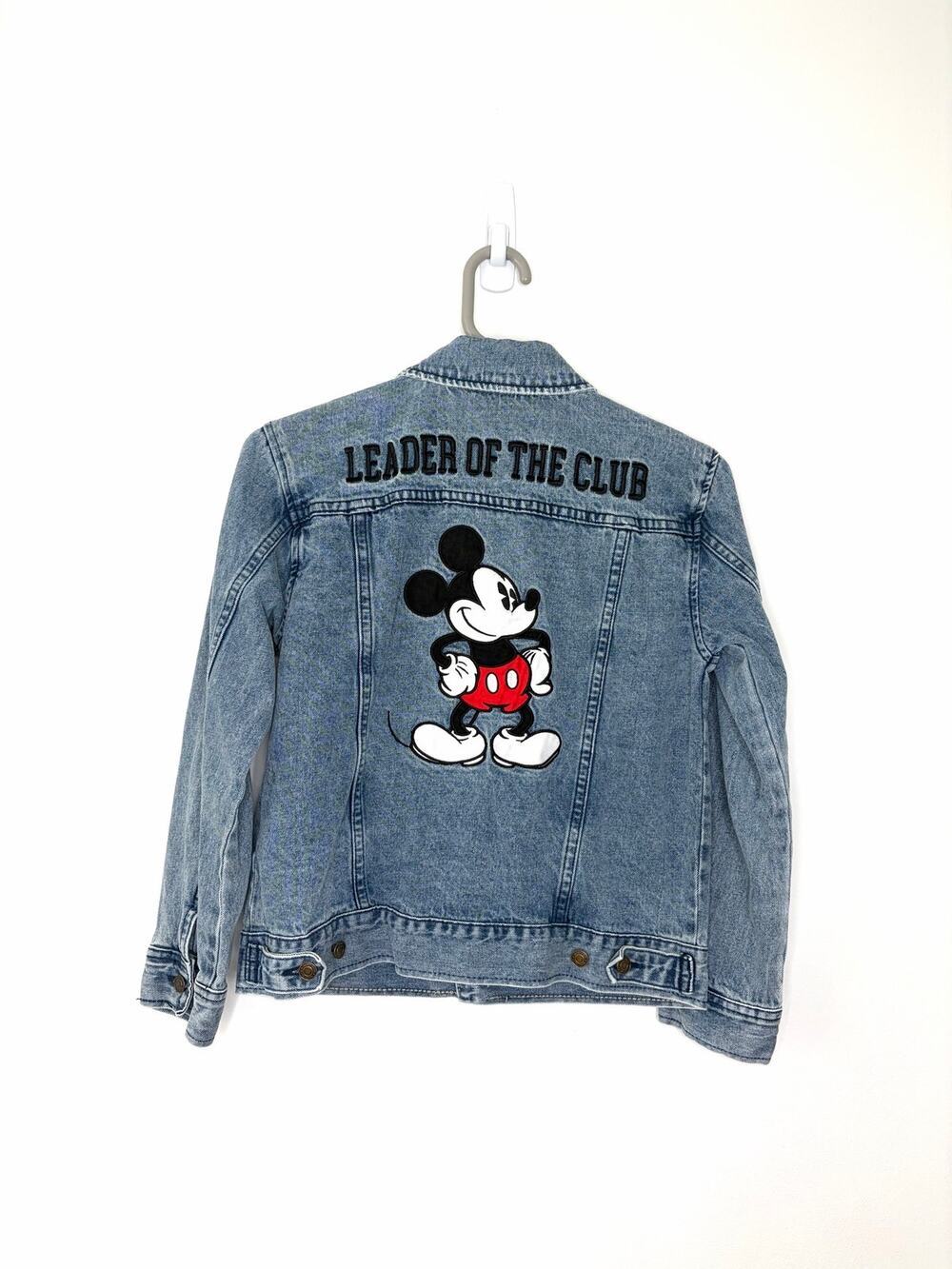 Disney Store Denim Jacket Mickey Mouse Leader of the Club Youth 9/10 Embroidered